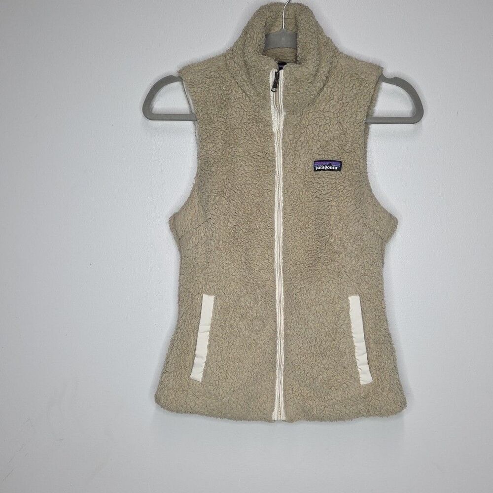 PATAGONIA Los Gatos Vest Sherpa Fleece Zip  El Cap Khaki Tan Womens Size XS